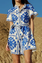 Printed Tie Waist Short Sleeve Dress Casual Dresses