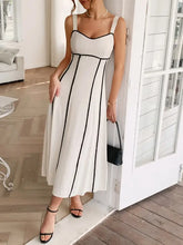 Contrast Wide Strap Midi Cami Kleid Beige Freizeitkleider