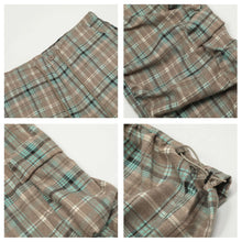 Men's Plaid Ruched Wide Leg Pants