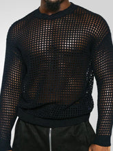 Men's Full Size Hollow Out Round Neck Long Sleeve Top Plus Size Black
