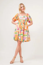 And The Why Square Neck Puff Sleeve Geo Printed Mini Dress Casual Dresses