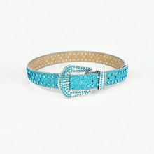 Rhinestone PU Leather Belt Pastel Blue Belts