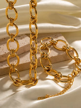 18K Gold-Plated Chunky Necklace and Bracelet Jewelry Set