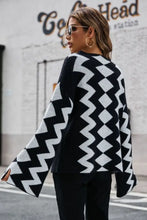 Angel Wings Geometric Slit Flare Sleeve Round Neck Sweater Sweater Pullovers