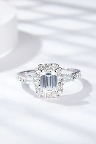 1 Carat Moissanite Geometric 925 Sterling Silver Ring Silver Rings