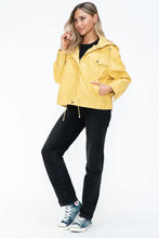 How Dare U Drawstring Hem PU Leather Zip Up Jacket Woman Outerwear