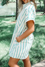 St Patricks Striped Wide Short Sleeve Shift Mini Shirt Dress Casual Dresses