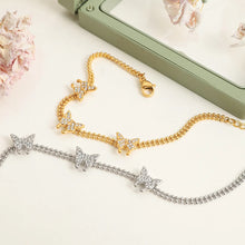 2-Piece Inlaid Zircon Butterfly Bracelet