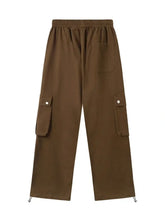 Men's Casual Cargo Drawstring Pants with Multi-Pockets