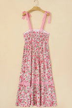 Floral Lace Tied Strap Square Neck Dress with Pockets Woman Casual Dress