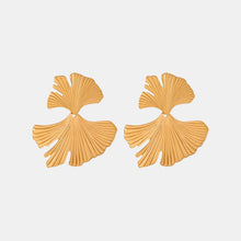 Ginkgo Biloba Design Stud Earrings Gold One Size
