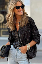 Sequin Zip Up Long Sleeve Jacket Woman Outerwear