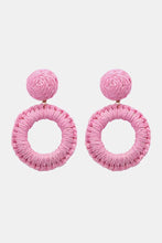 Round Shape Raffia Grass Dangle Earrings Pink One Size Earrings