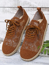 Breathable Woven Lace Up Sneakers Champagne Woman Sneakers