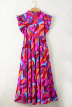 Full Size Printed Ruffled Mock Neck Tiered Dress Woman Maxi Dress