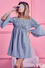 BiBi Smocked Off Shoulder Striped Dress Casual Dresses