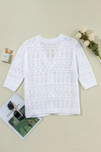 Openwork V-Neck Half Sleeve Cardigan Woman Outerwear