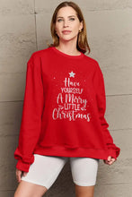 Simply Love Full Size HAVE YOURSELF A MERRY LITTLE CHRISTMAS Round Neck Sweatshirt Burgundy Woman Sweatshirts