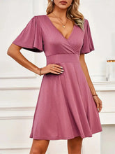 Surplice Flutter Sleeve Mini Dress