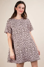 VERY J Leopard Printed Comfy Mini Dress Blush Casual Dresses