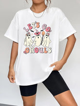 Round Neck Short Sleeve LET'S GO GHOULS Graphic T-Shirt Woman T Shirts