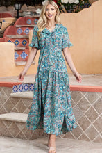 Paisley Print Flounce Sleeve Maxi Dress Woman Maxi Dress