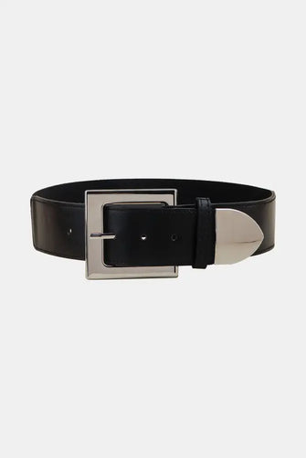 Zinc Alloy Buckle PU Leather Belt Black One Size Belts
