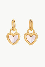 Inlaid Shell Heart Drop Earrings Gold One Size