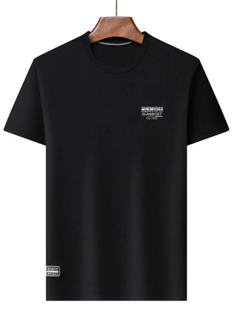 Men's Plus Size Round Neck Breathable Short Sleeve T-Shirt Black