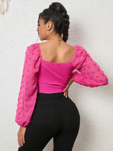 Swiss Dot Drawstring Cropped Blouse Woman Blouses