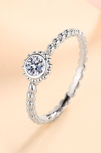 Moissanite Rhodium-Plated Ring Silver