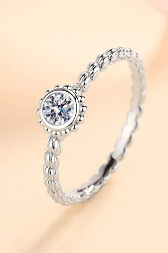 Moissanite Rhodium-Plated Ring Silver Rings