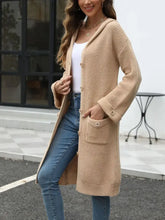 Pocketed Button Up Long Sleeve Hooded Cardigan Woman Outerwear