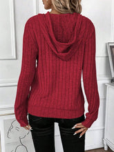 Drawstring Ribbed Long Sleeve Hoodie Woman Sweatshirts