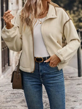 Perfee Zip Up Dropped Shoulder Polar Fleece Jacket Woman Outerwear