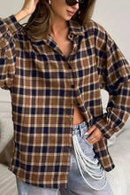 Plaid Button Up Drop Shoulder Shacket Woman Outerwear