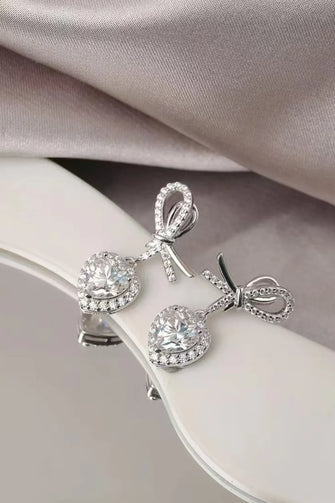 2 Carat Moissanite 925 Sterling Silver Heart Earrings Silver One Size