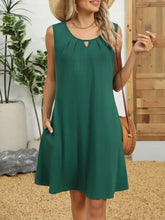 Round Neck Sleeveless Dress Dark Green Casual Dresses