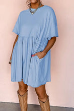 Round Neck Half Sleeve Mini Tee Dress Casual Dresses