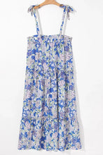 Floral Print Self-tie Straps Flowy Ruffle Dress Woman Casual Dress