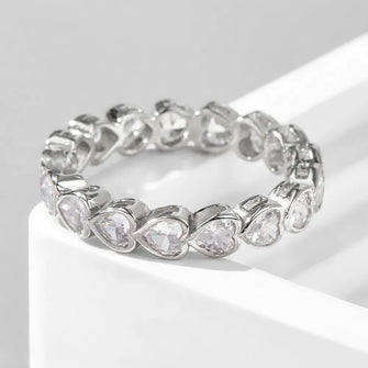 925 Sterling Silver Zircon Heart Ring Silver Rings