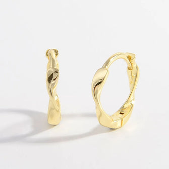 925 Sterling Silver Hoop Earrings Gold One Size