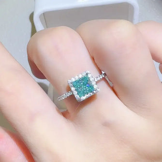 2 Carat 925 Sterling Silver Moissanite Square Shape Ring Silver Rings