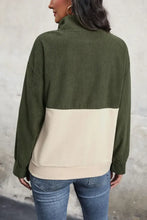 Perfee Ribbed Color Block Half Button Sweatshirt Woman Sweatshirts