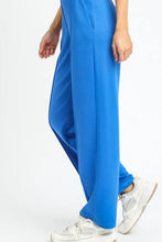 Umgee high waisted wide-leg pants in royal blue with smooth flowing fabric and clean vertical seams