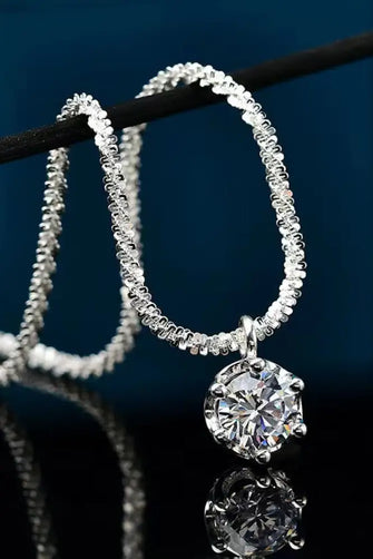1 Carat Moissanite 925 Sterling Silver Necklace Silver One Size Necklaces