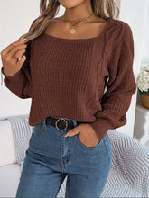Square Neck Mixed Knit Sweater Sweater Pullovers