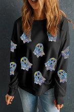 Ghost Round Neck Long Sleeve Sweatshirt Black