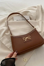 Bow Trim PU Leather Shoulder Bag Brown One Size Shoulder Bags