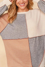 Exposed Seam Color Block Round Neck Top Woman Sweatshirts